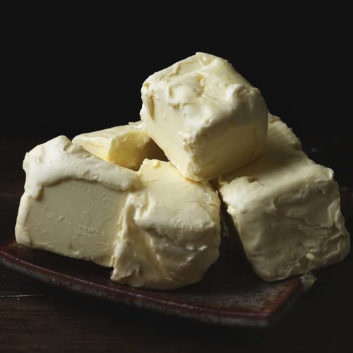 Cubes of butter on a plate